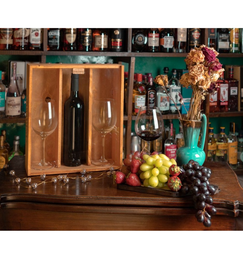 ESTUCHE  PREMIUM MENDEL CON DOS COPAS BORGOÑA