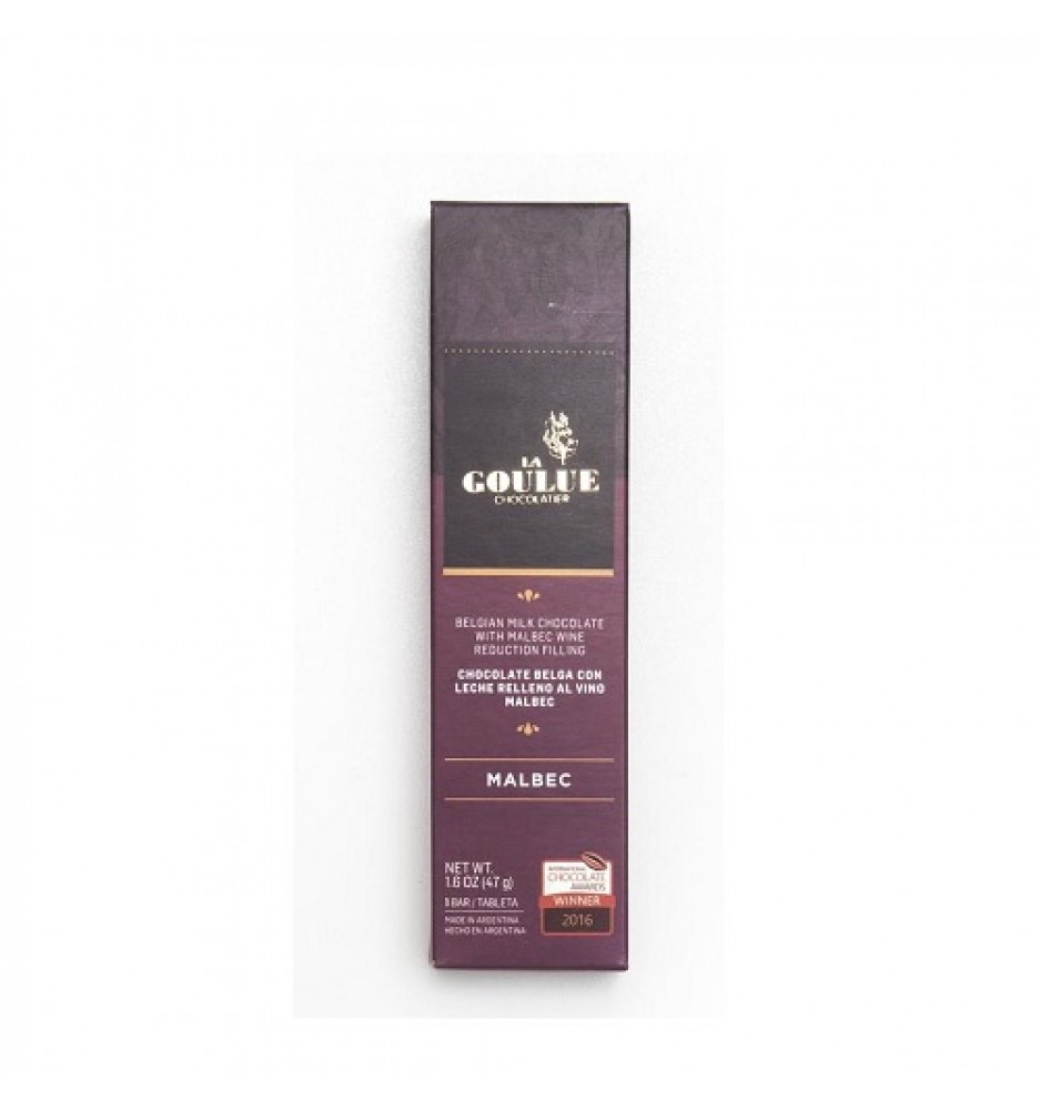 LA GOULUE BARRA  DE CHOCOLATE RELLENA DE  MALBEC 47GRS