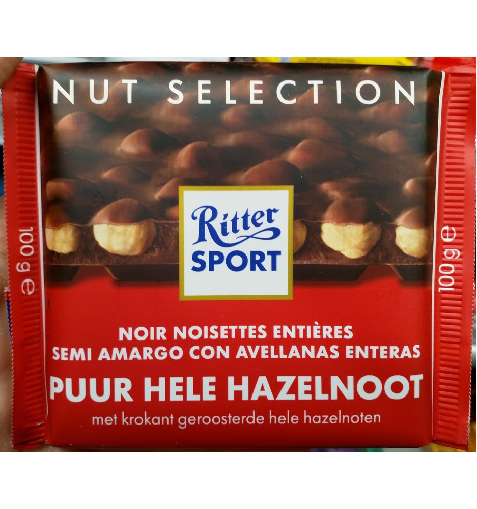 RITTER SPORT CHOCOLATE SEMI AMARGO CON AVELLANAS 100GRS