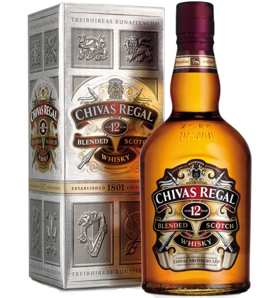 CHIVAS REGAL 12 AÑOS BLENDED SCOTCH 40° 500CC